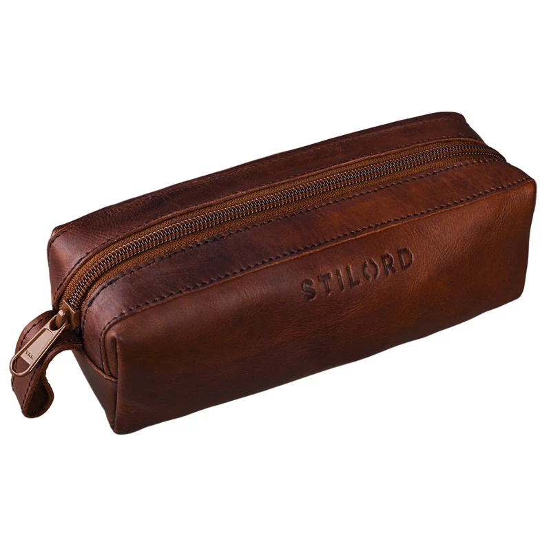 "Linus" Vintage Stiftetasche Etui echtes Leder für Kinder und Erwachsene