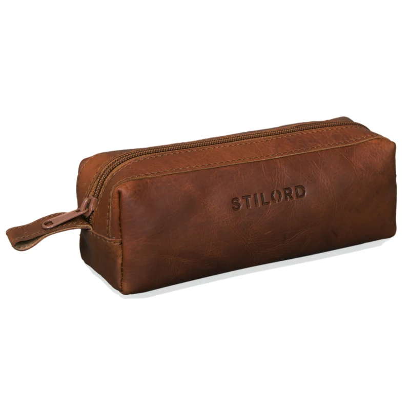 "Linus" Vintage Stiftetasche Etui echtes Leder für Kinder und Erwachsene
