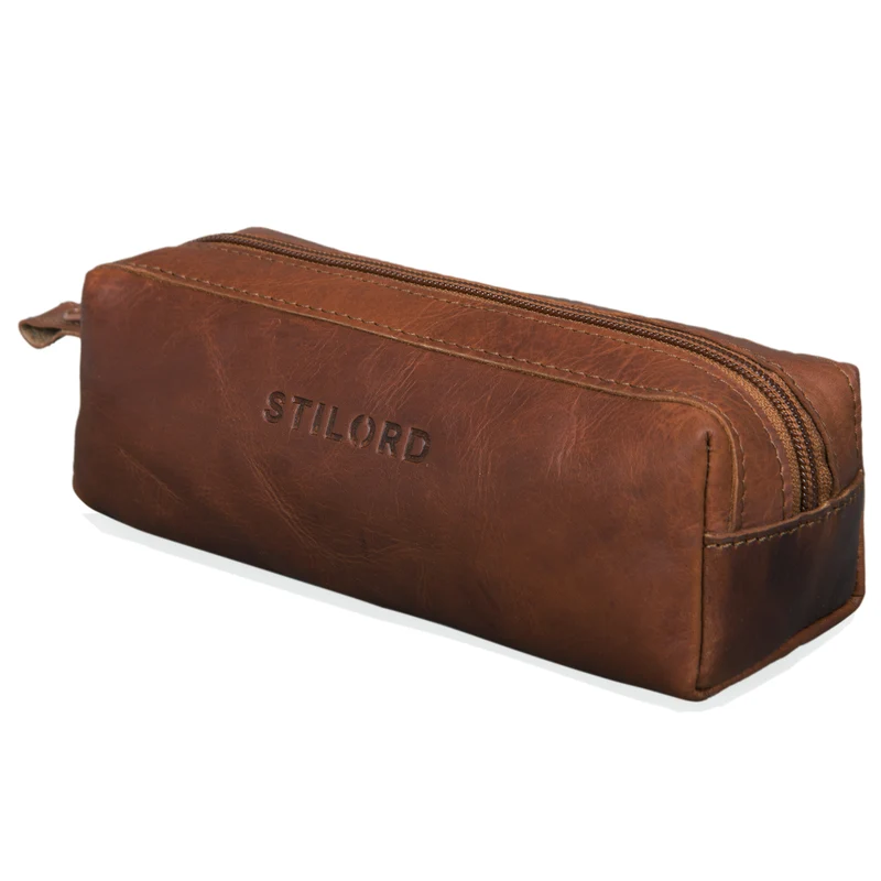 "Linus" Vintage Stiftetasche Etui echtes Leder für Kinder und Erwachsene
