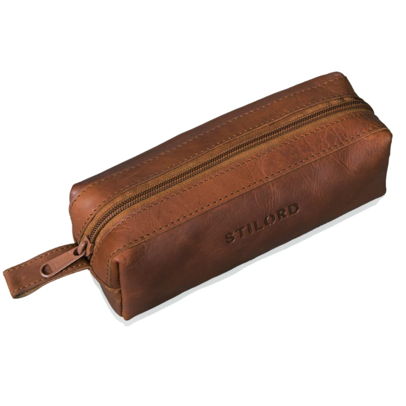 "Linus" Vintage Stiftetasche Etui echtes Leder für Kinder und Erwachsene