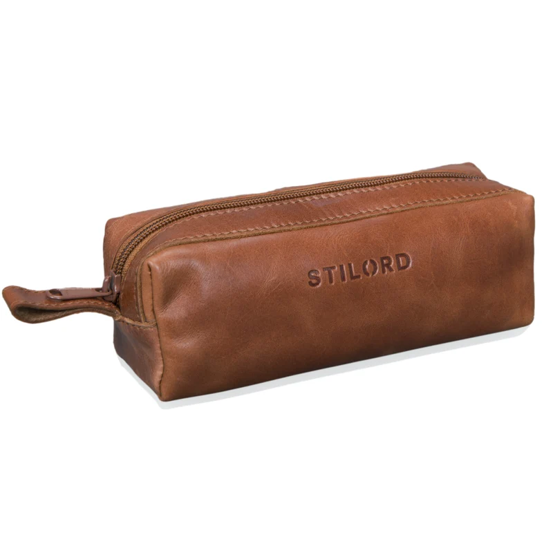 "Linus" Vintage Stiftetasche Etui echtes Leder für Kinder und Erwachsene