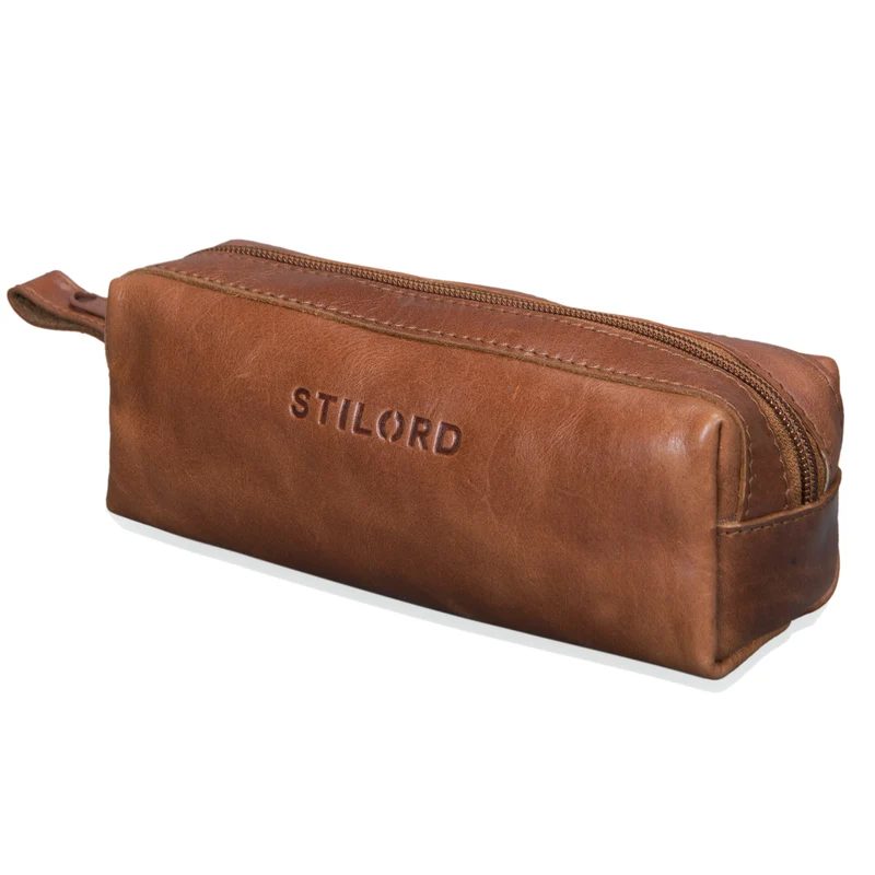 "Linus" Vintage Stiftetasche Etui echtes Leder für Kinder und Erwachsene