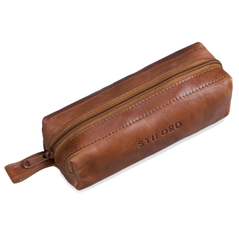 "Linus" Vintage Stiftetasche Etui echtes Leder für Kinder und Erwachsene