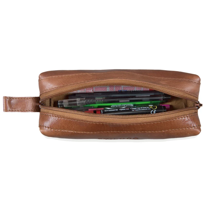 "Linus" Vintage Stiftetasche Etui echtes Leder für Kinder und Erwachsene