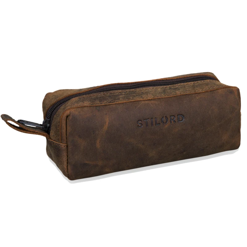 "Linus" Vintage Stiftetasche Etui echtes Leder für Kinder und Erwachsene