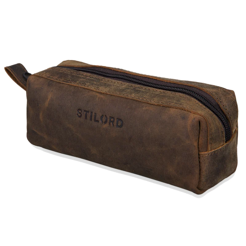"Linus" Vintage Stiftetasche Etui echtes Leder für Kinder und Erwachsene