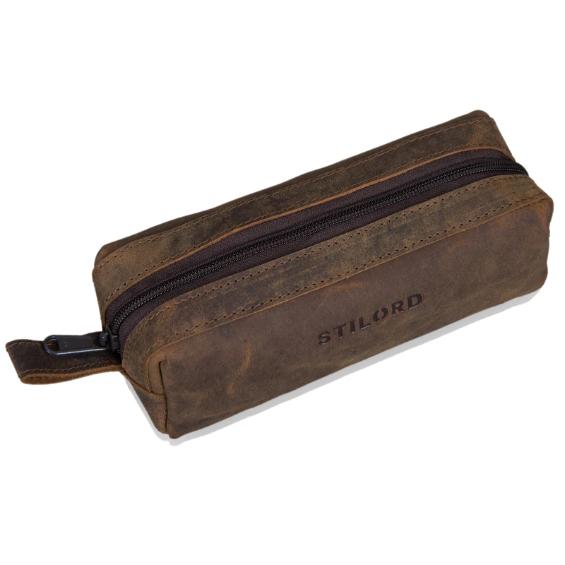 "Linus" Vintage Stiftetasche Etui echtes Leder für Kinder und Erwachsene