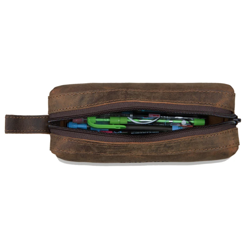 "Linus" Vintage Stiftetasche Etui echtes Leder für Kinder und Erwachsene