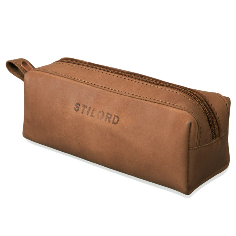 "Linus" Vintage Stiftetasche Etui echtes Leder für Kinder und Erwachsene