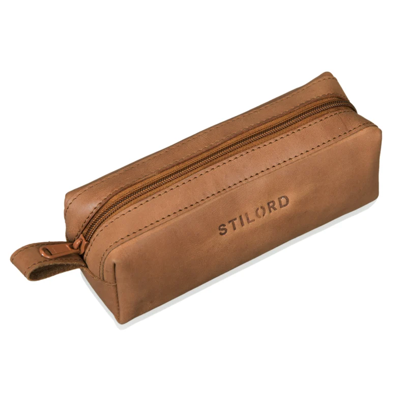 "Linus" Vintage Stiftetasche Etui echtes Leder für Kinder und Erwachsene