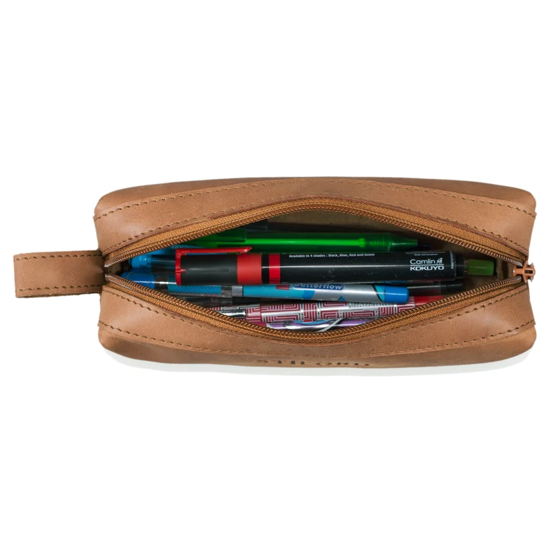 "Linus" Vintage Stiftetasche Etui echtes Leder für Kinder und Erwachsene