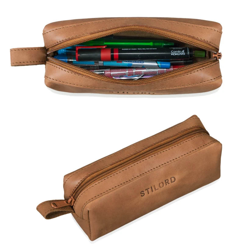 "Linus" Vintage Stiftetasche Etui echtes Leder für Kinder und Erwachsene