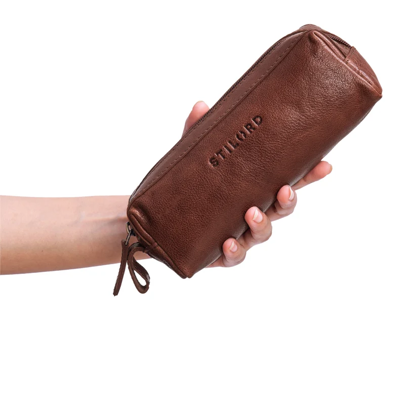 "Linus" Vintage Stiftetasche Etui echtes Leder für Kinder und Erwachsene