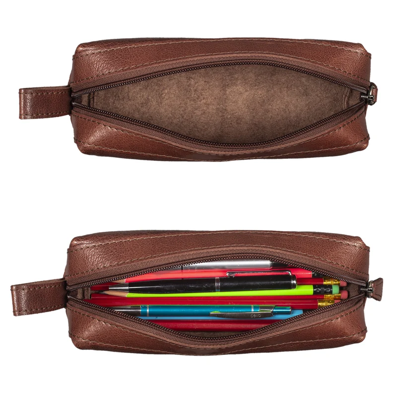 "Linus" Vintage Stiftetasche Etui echtes Leder für Kinder und Erwachsene