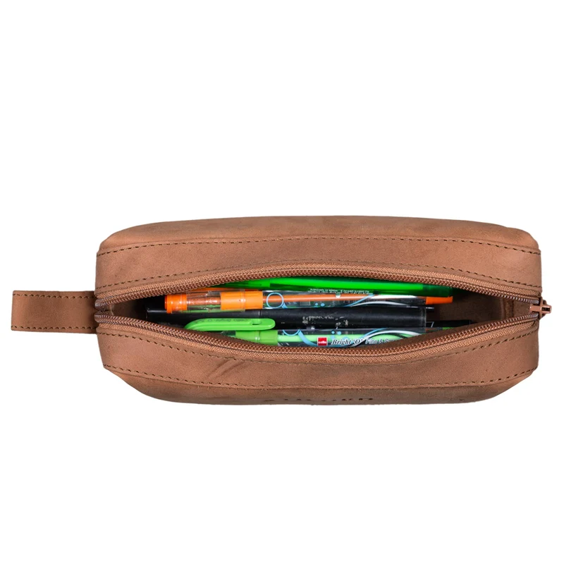 "Linus" Vintage Stiftetasche Etui echtes Leder für Kinder und Erwachsene