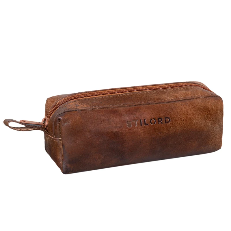 "Linus" Vintage Stiftetasche Etui echtes Leder für Kinder und Erwachsene