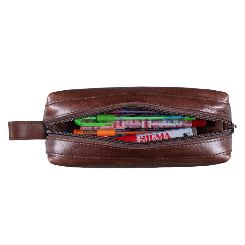 "Linus" Vintage Stiftetasche Etui echtes Leder für Kinder und Erwachsene