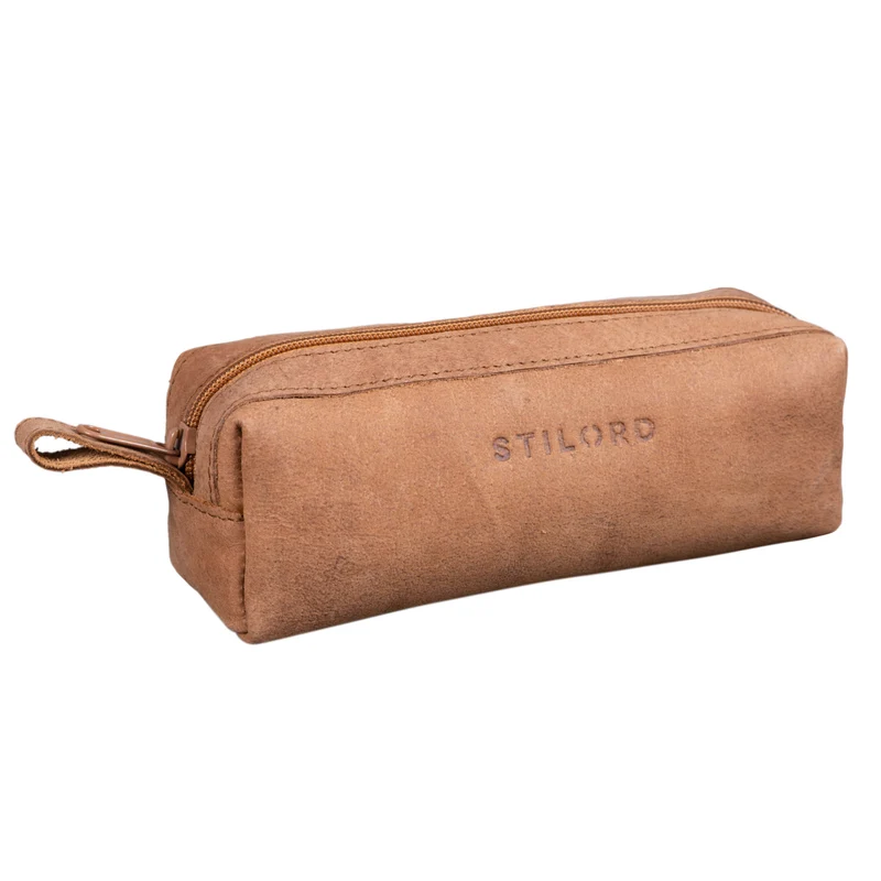 "Linus" Vintage Stiftetasche Etui echtes Leder für Kinder und Erwachsene