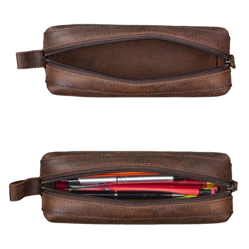 "Linus" Vintage Stiftetasche Etui echtes Leder für Kinder und Erwachsene