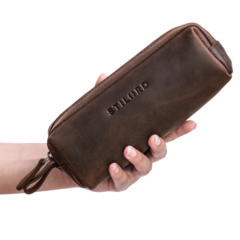 "Linus" Vintage Stiftetasche Etui echtes Leder für Kinder und Erwachsene