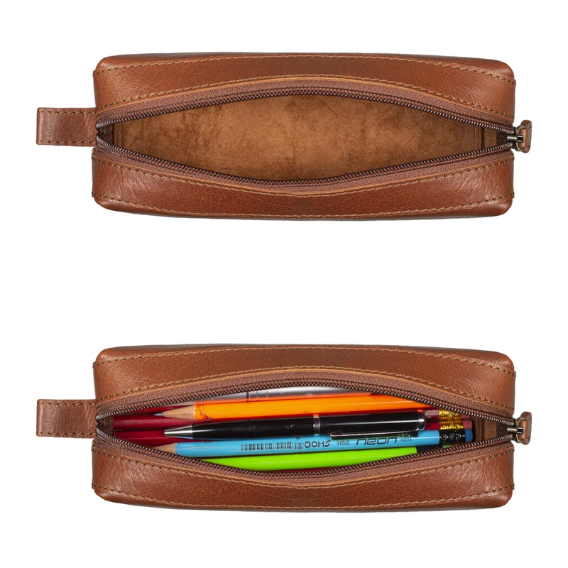 "Linus" Vintage Stiftetasche Etui echtes Leder für Kinder und Erwachsene