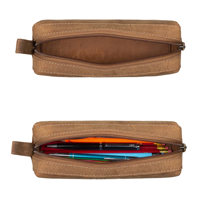 "Linus" Vintage Stiftetasche Etui echtes Leder für Kinder und Erwachsene