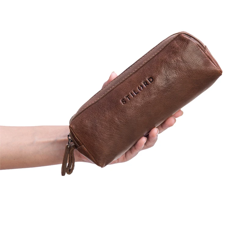 "Linus" Vintage Stiftetasche Etui echtes Leder für Kinder und Erwachsene