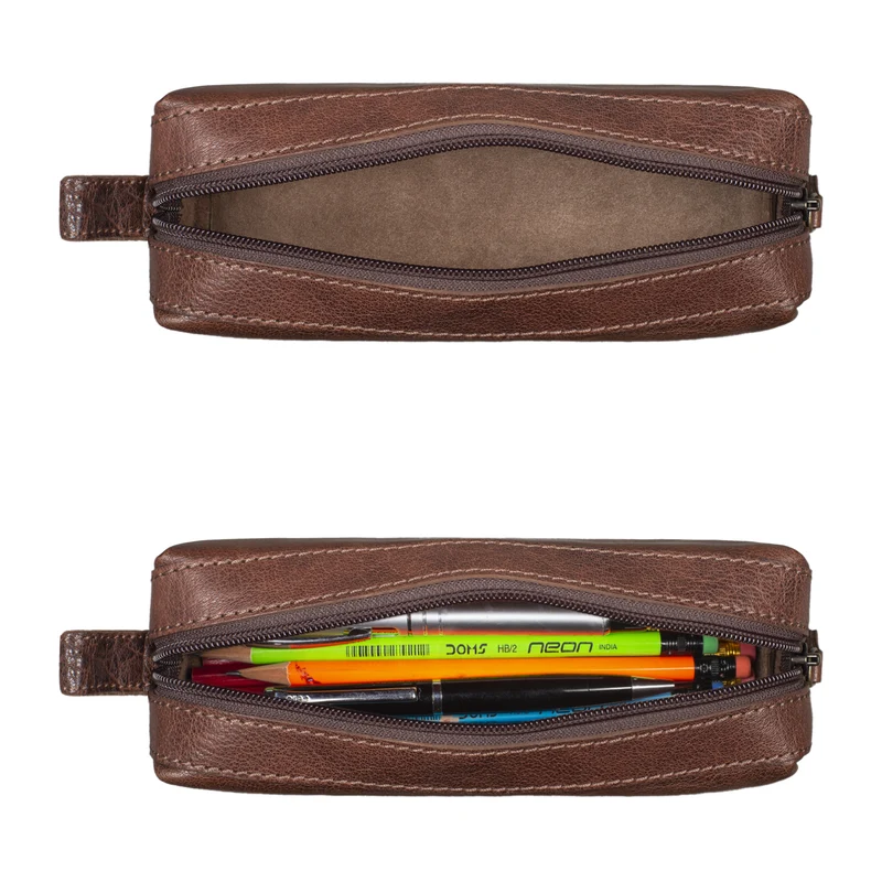 "Linus" Vintage Stiftetasche Etui echtes Leder für Kinder und Erwachsene