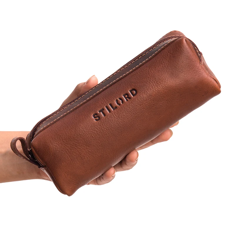 "Linus" Vintage Stiftetasche Etui echtes Leder für Kinder und Erwachsene