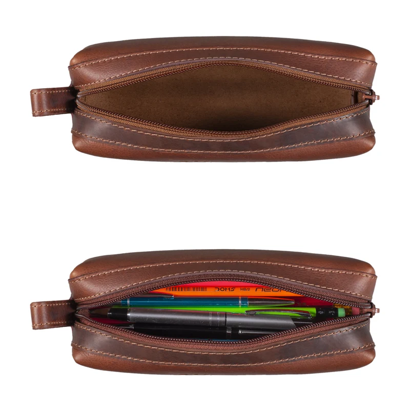 "Linus" Vintage Stiftetasche Etui echtes Leder für Kinder und Erwachsene