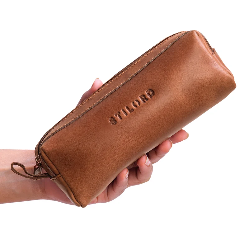"Linus" Vintage Stiftetasche Etui echtes Leder für Kinder und Erwachsene