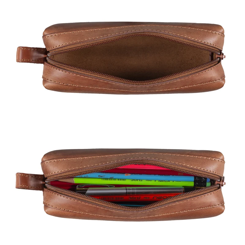 "Linus" Vintage Stiftetasche Etui echtes Leder für Kinder und Erwachsene