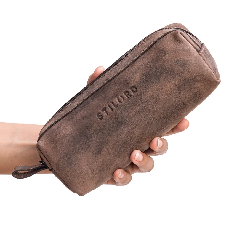 "Linus" Vintage Stiftetasche Etui echtes Leder für Kinder und Erwachsene