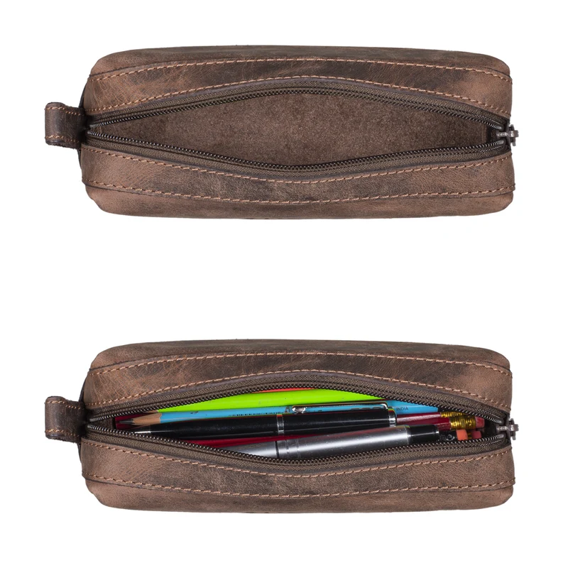 "Linus" Vintage Stiftetasche Etui echtes Leder für Kinder und Erwachsene