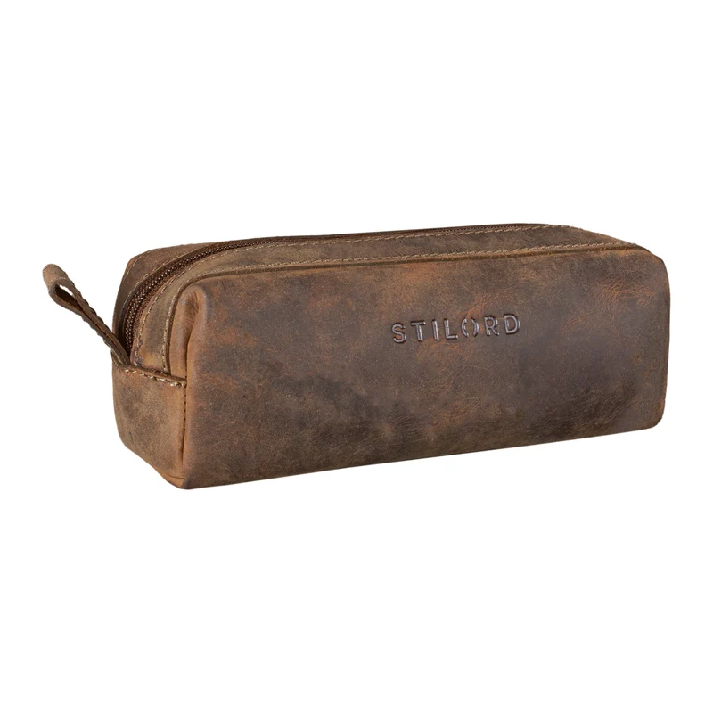 "Linus" Vintage Stiftetasche Etui echtes Leder für Kinder und Erwachsene