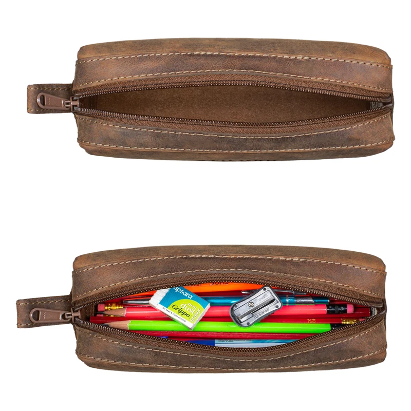 "Linus" Vintage Stiftetasche Etui echtes Leder für Kinder und Erwachsene