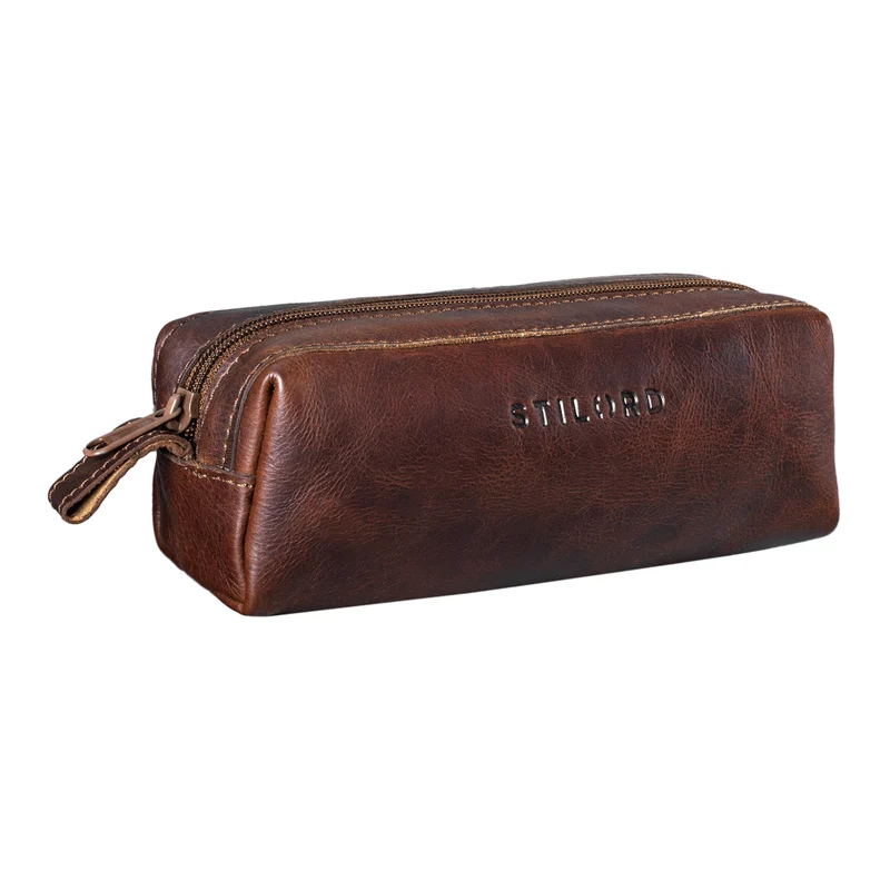 "Linus" Vintage Stiftetasche Etui echtes Leder für Kinder und Erwachsene