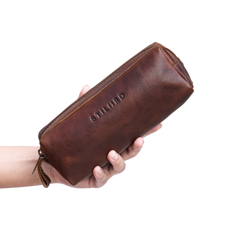 "Linus" Vintage Stiftetasche Etui echtes Leder für Kinder und Erwachsene