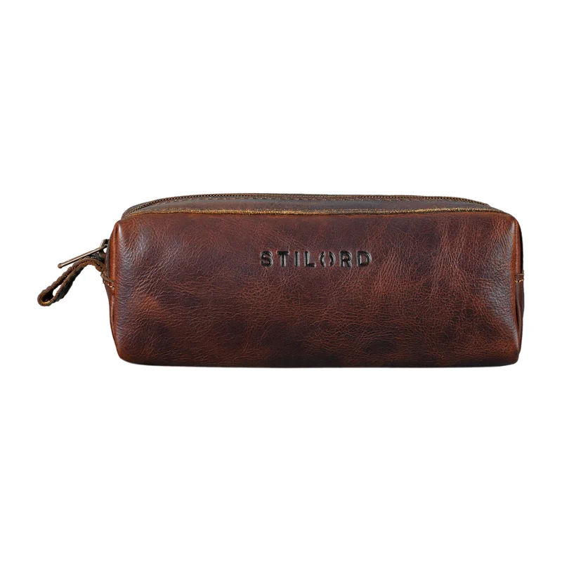 "Linus" Vintage Stiftetasche Etui echtes Leder für Kinder und Erwachsene
