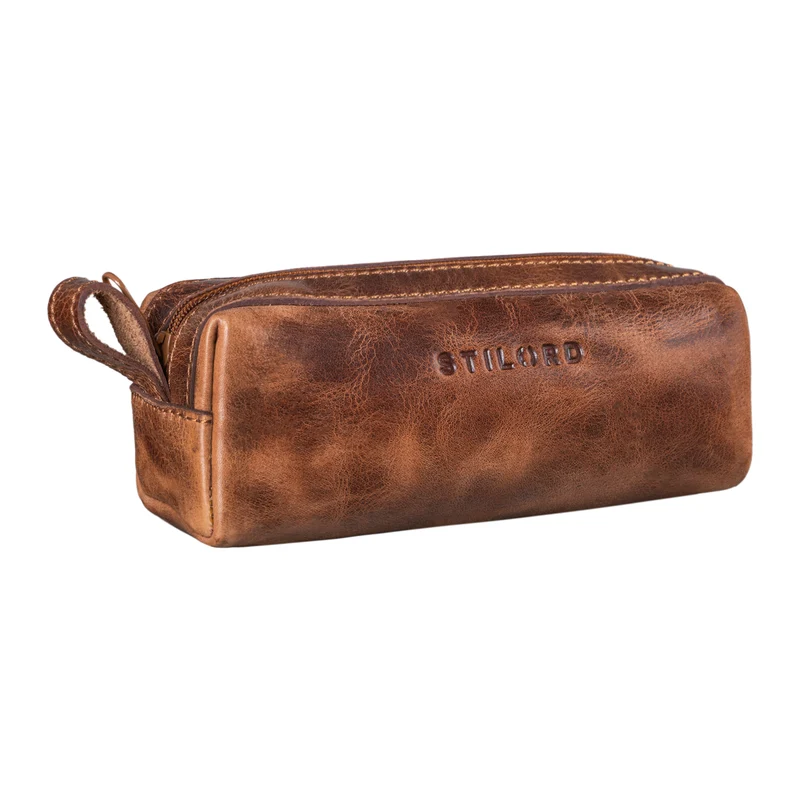"Linus" Vintage Stiftetasche Etui echtes Leder für Kinder und Erwachsene