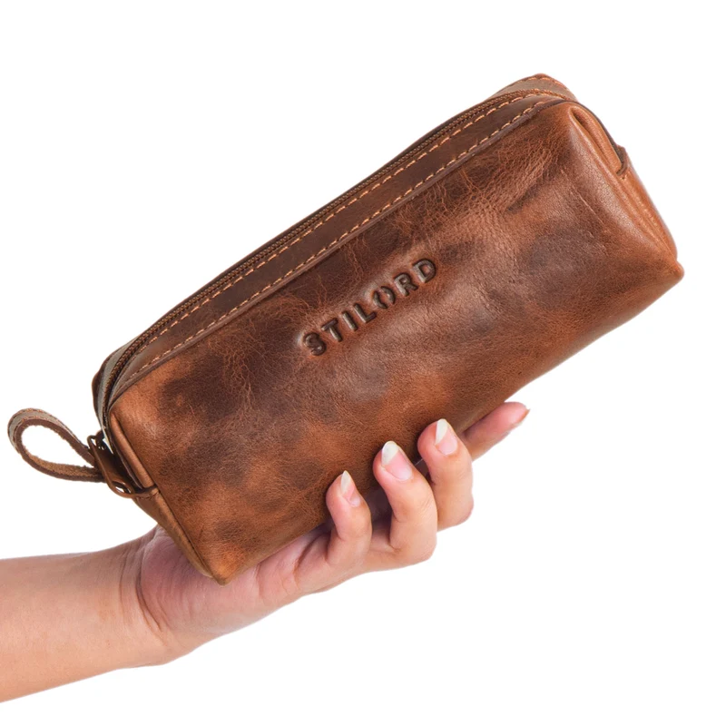 "Linus" Vintage Stiftetasche Etui echtes Leder für Kinder und Erwachsene