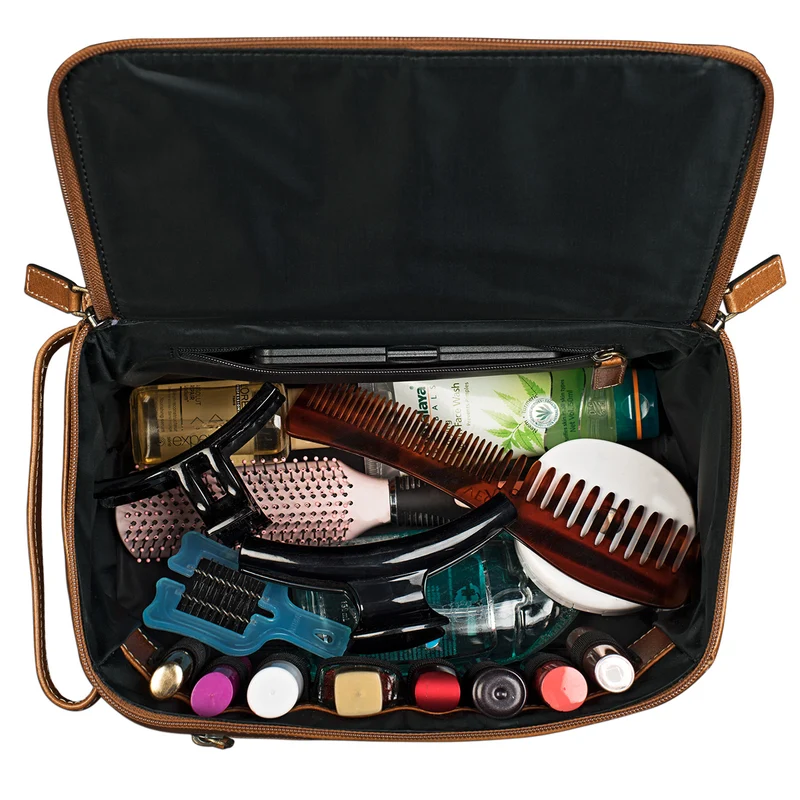 "Mona" Kosmetiktasche Leder Damen Groß
