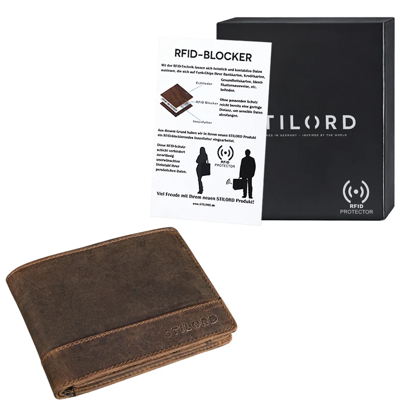 "Lucius" Vintage Herren Geldbörse Leder mit RFID Schutz