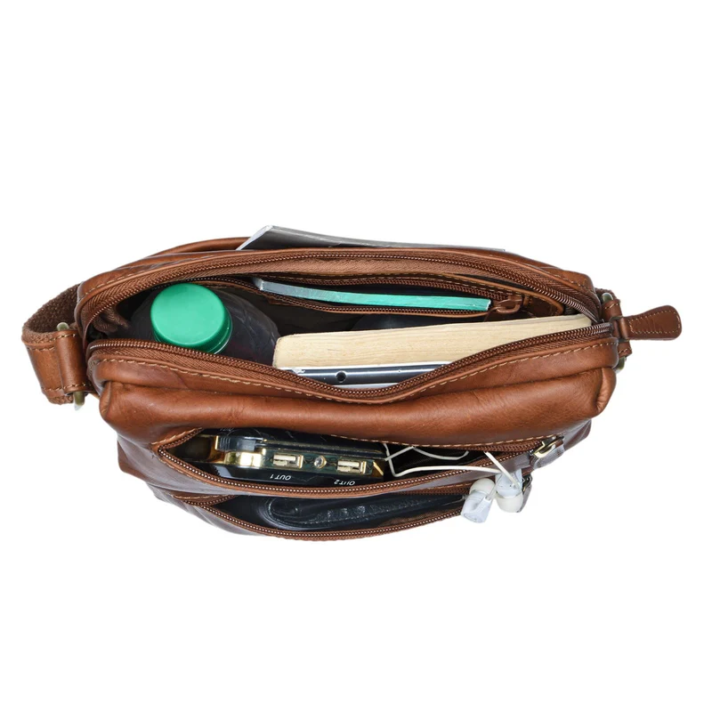 "Moritz" Kleine Ledertasche Umhängetasche braun