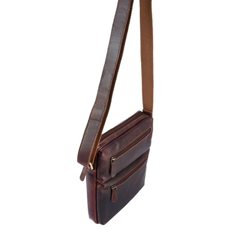 "Moritz" Kleine Ledertasche Umhängetasche braun
