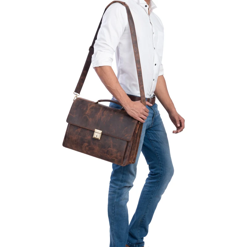 "Rupert" Aktentasche Leder Retro Businesstasche