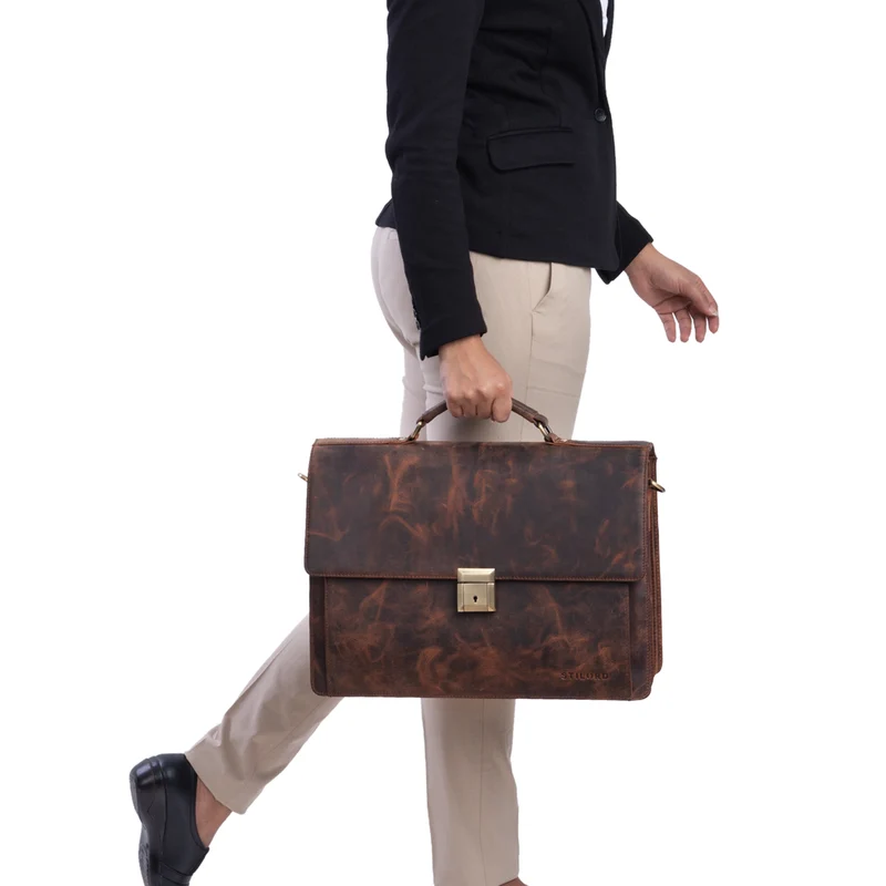 "Rupert" Aktentasche Leder Retro Businesstasche
