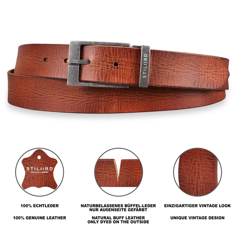 Ledergürtel Braun 34 mm kürzbar