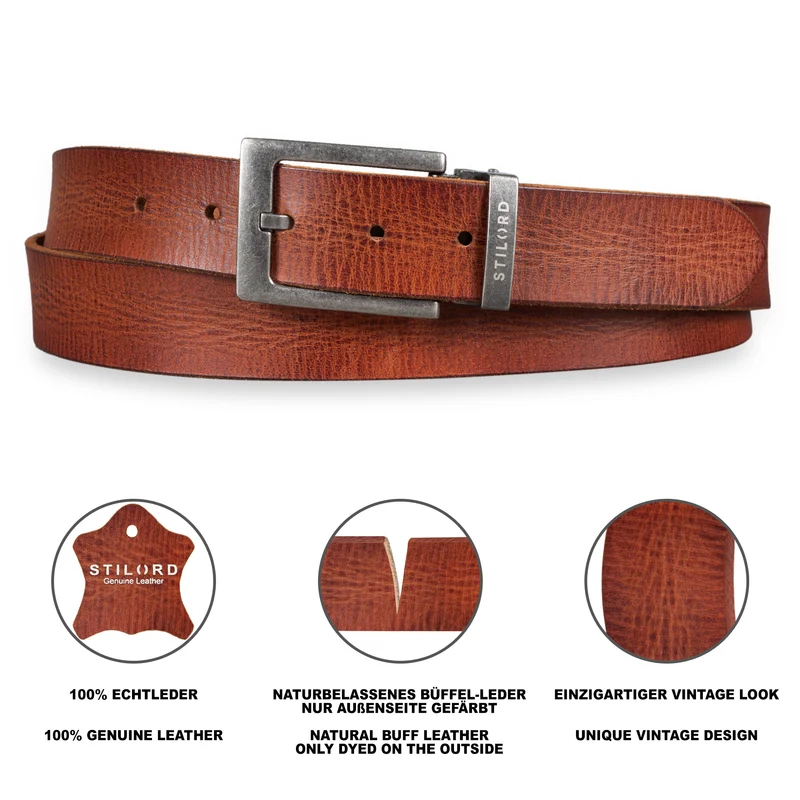 Ledergürtel Braun 34 mm kürzbar