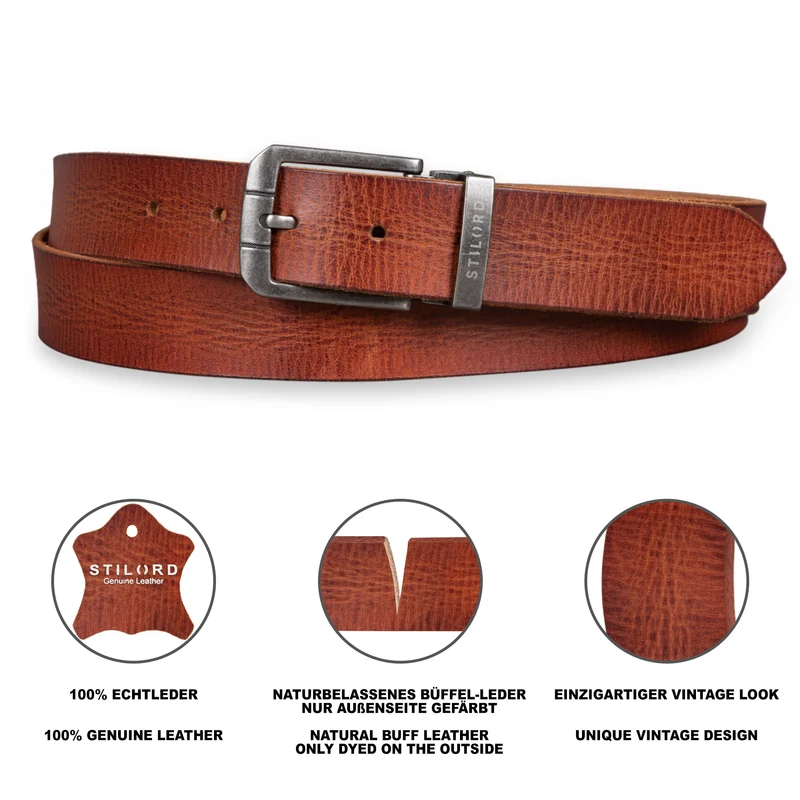 Ledergürtel Braun 34 mm kürzbar